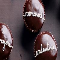 Handwritten Valentine Cupcakes with Chocolate Glaze image