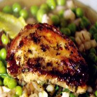 Pan-Fried Partridge with a Delicate Pearl Barley, Pea and Lettuce Stew image