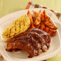Brown Sugar Bourbon Ribs with Grilled Sweet Potatoes image