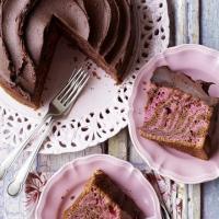 Chocolate & raspberry zebra cake image