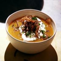 Butternut Squash Soup with Cinnamon Whipped Cream and Fried Shallots image