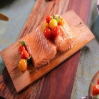 Cedar Plank Salmon with Grilled Cherry Tomatoes_image