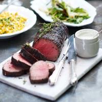 Barbecued fillet of beef with mustardy soured cream sauce_image