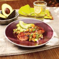 Marinated Grilled Salmon with Avocado and Stone Fruit Salsa_image