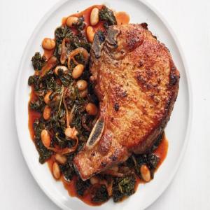 Spiced Pork Chops with Maple-Braised Greens image