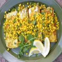 Grilled Halibut With Indian Spices and Corn Relish_image