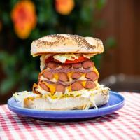 Grilled Triple-Decker Hot Dog Sandwich image