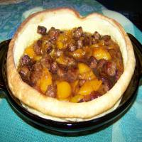 Puff Pancake With Peaches and Sausage image
