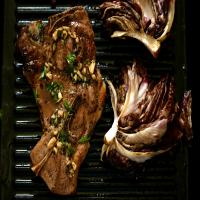 Grilled Garlicky Lamb Shoulder Chops with Sherry Vinegar and Radicchio image