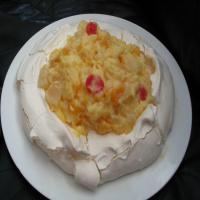 Pavlova with fruit custard filling image