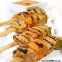 Tropical Chicken on Sugarcane Skewers with Peanut-Plantain Dipping Sauce image