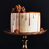 Caramel Apple Drip Cake with Candied Walnuts image