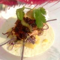 Sour Orange BBQ'd Salmon Taco with Red Cabbage Slaw and Smoked Chile Sauce_image