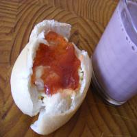 Everyday French Breakfast- Baguette and Jam With Chocolate Milk_image