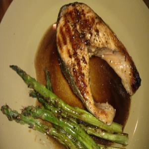 Grilled Salmon and Asparagus With Balsamic Butter image