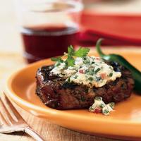 Grilled Steaks with Blue Cheese and Chiles image
