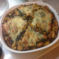 Savory Bread Pudding With Spinach and Mushrooms image