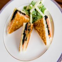 Salmon and Caviar Croque Monsieur With Watercress Salad_image