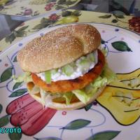 Buffalo Chicken Burgers with Blue Cheese Dressing image