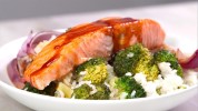 glazed-salmon-with-broccoli-rice-recipe-real-simple image