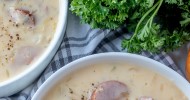 creamy-german-sausage-potato-and-sauerkraut-soup image