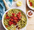 tomato-and-pesto-spaghetti-recipe-pasta-recipes-tesco-real image