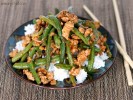 chinese-green-beans-with-turkey-over-rice image