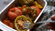 vegetarian-yemista-greek-style-stuffed-peppers-and image