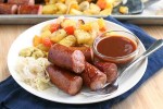 smoked-sausage-potatoes-veggies-sheet-pan-dinner image