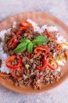 thai-ground-beef-recipe-with-mint-carrots-and-peppers image