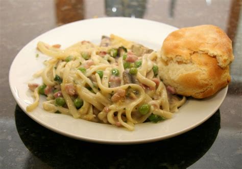 ham-and-spaghetti-casserole-with-peas-recipe-the image