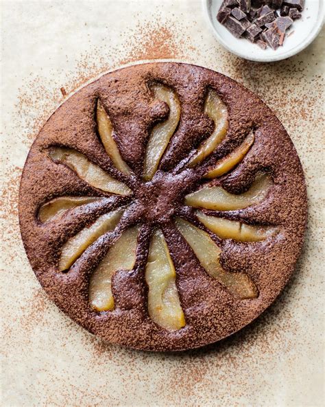 flourless-chocolate-pear-cake-familystyle-food image