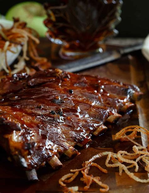 sticky-maple-apple-ribs-with-shoestring-fried-apples image