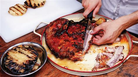 agave-glazed-pork-belly-with-grilled-pineapple image