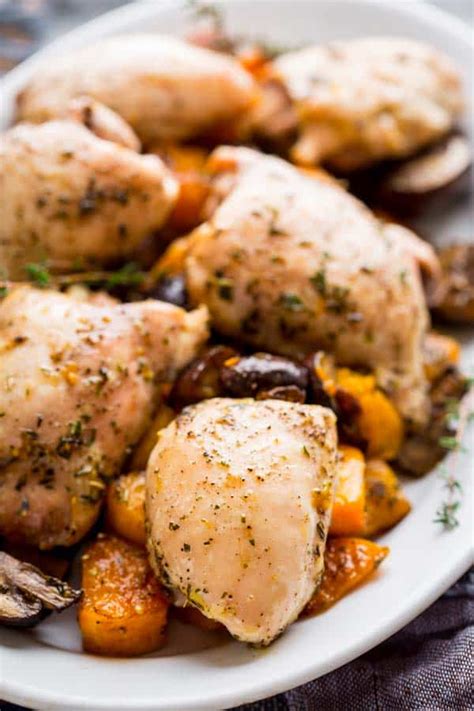 one-pan-chicken-with-squash-and-mushrooms-healthy-seasonal image