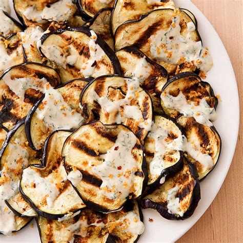 grilled-eggplant-with-yogurt-sauce-americas-test image