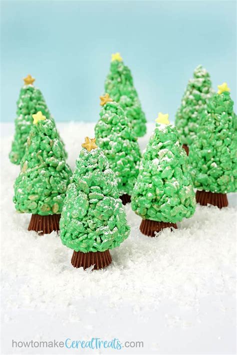 christmas-tree-rice-krispie-treats-how-to-make-cereal image