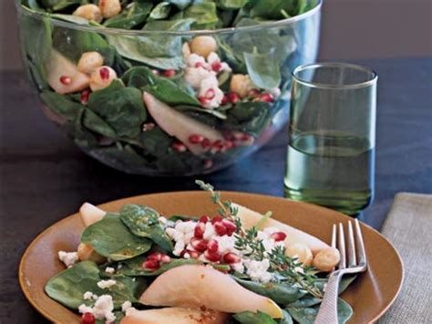 poached-pear-macadamia-spinach-salad-goat image