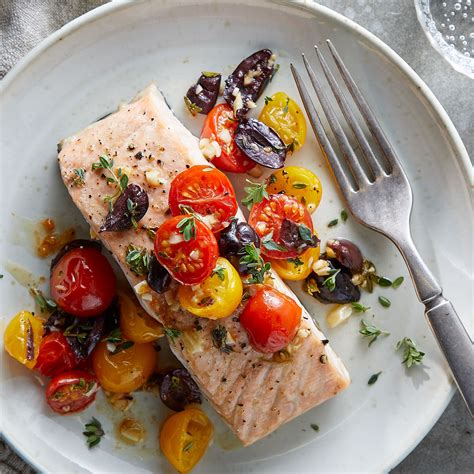 roasted-salmon-tomatoes-with-garlic-olives image