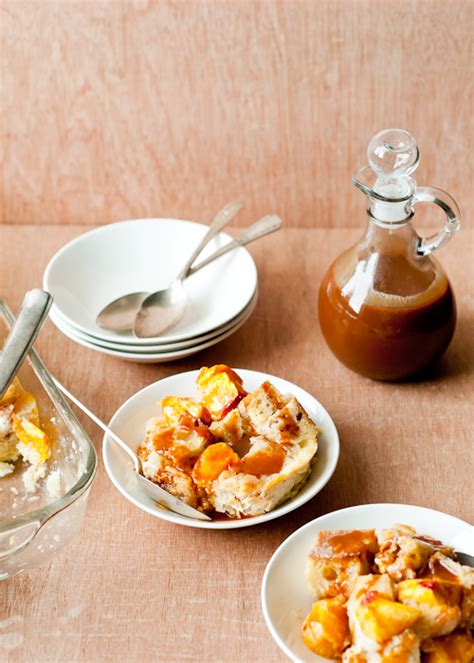 peach-buttermilk-bread-pudding-with-caramel-sauce image
