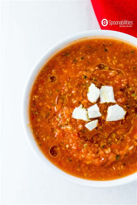 easy-gazpacho-recipe-with-roasted-red-pepper-salsa image