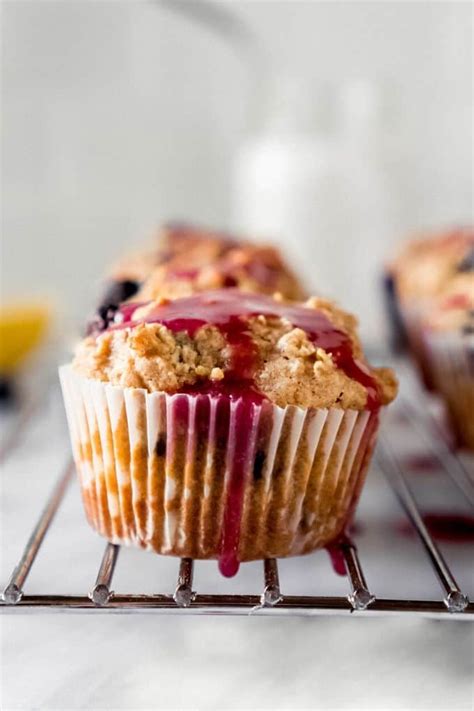healthy-oatmeal-lemon-blueberry-muffins-noshing image