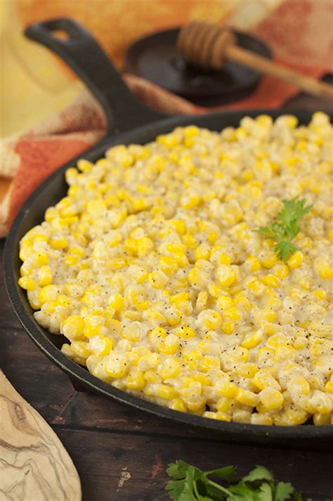 honey-butter-creamy-skillet-corn-wishes-and-dishes image