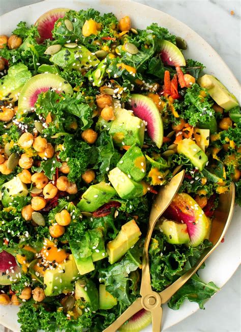 kale-salad-with-carrot-ginger-dressing-recipe-love image