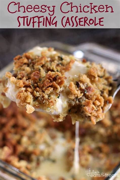 cheesy-chicken-stuffing-casserole-julies-eats-treats image