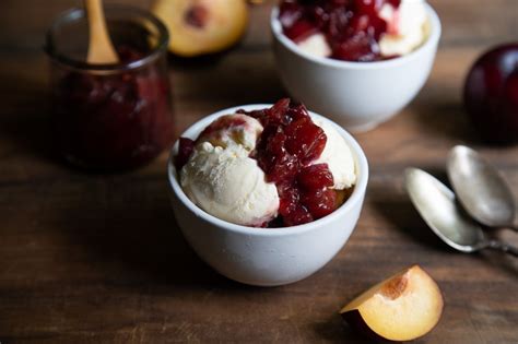 plum-compote-recipe-w-ice-cream-summer-desserts image