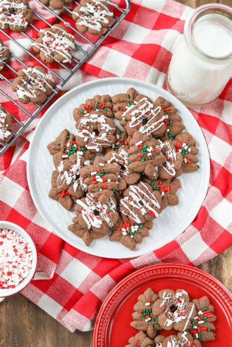 chocolate-peppermint-spritz-cookies-a-kitchen-addiction image
