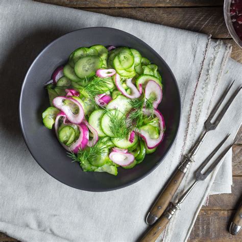 swedish-cucumber-salad-with-red-onion-and-dill image