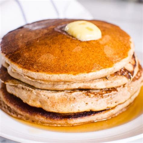 fluffy-whole-wheat-buttermilk-pancakes-ifoodrealcom image
