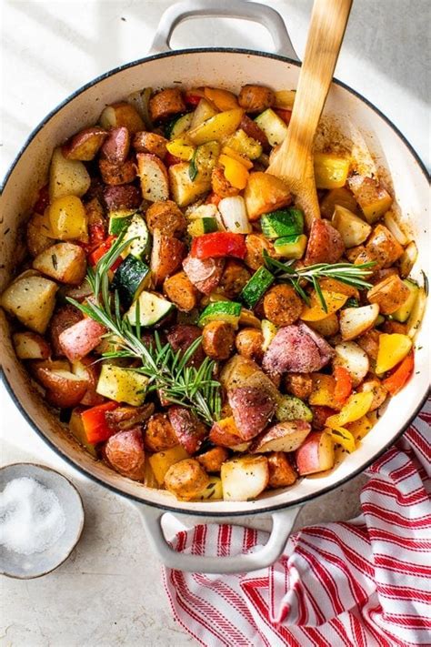 summer-vegetables-with-sausage-and-potatoes-skillet image